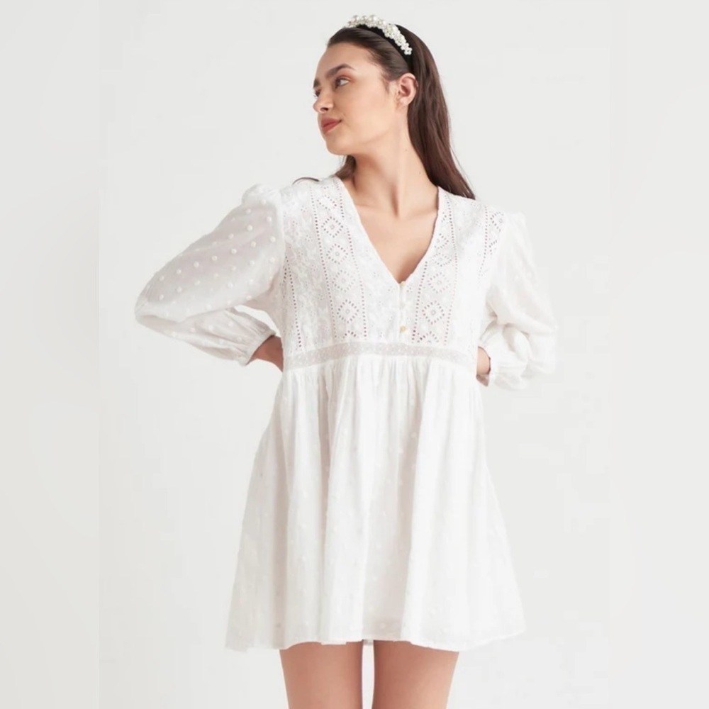 Black Tape_ White Eyelet Mini Dress
